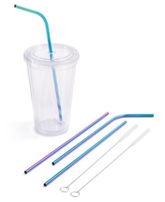 6-Pc. Reusable Straw & Cleaning Brush Set, Created for Macy's