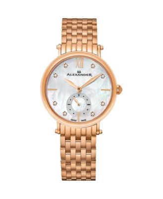 Alexander Watch AD201B-03, Ladies Quartz Small-Second Watch with Rose Gold Tone Stainless Steel Case on Rose Gold Tone Stainless Steel Bracelet