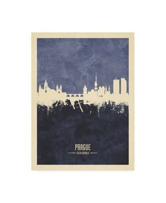 Michael Tompsett Prague (Praha) Czech Republic Skyline Navy Canvas Art