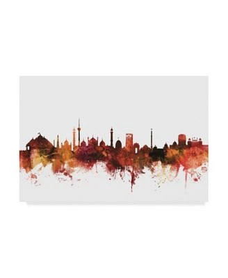 Michael Tompsett New Delhi India Skyline Red Canvas Art