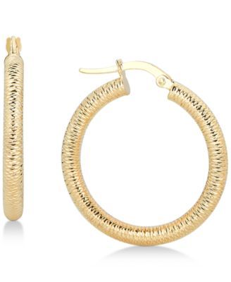 Textured Tube Hoop Earrings in 14k Gold
