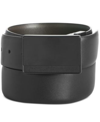 Men's Plaque-Buckle Leather Belt