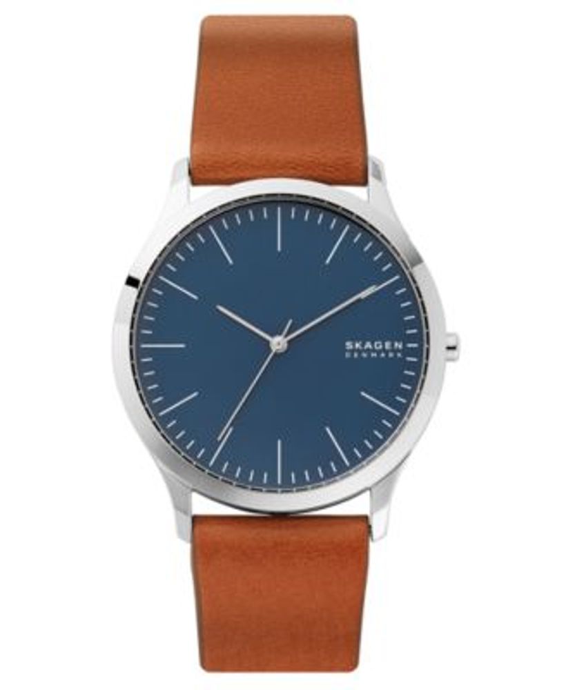 skagen jorn brown leather watch