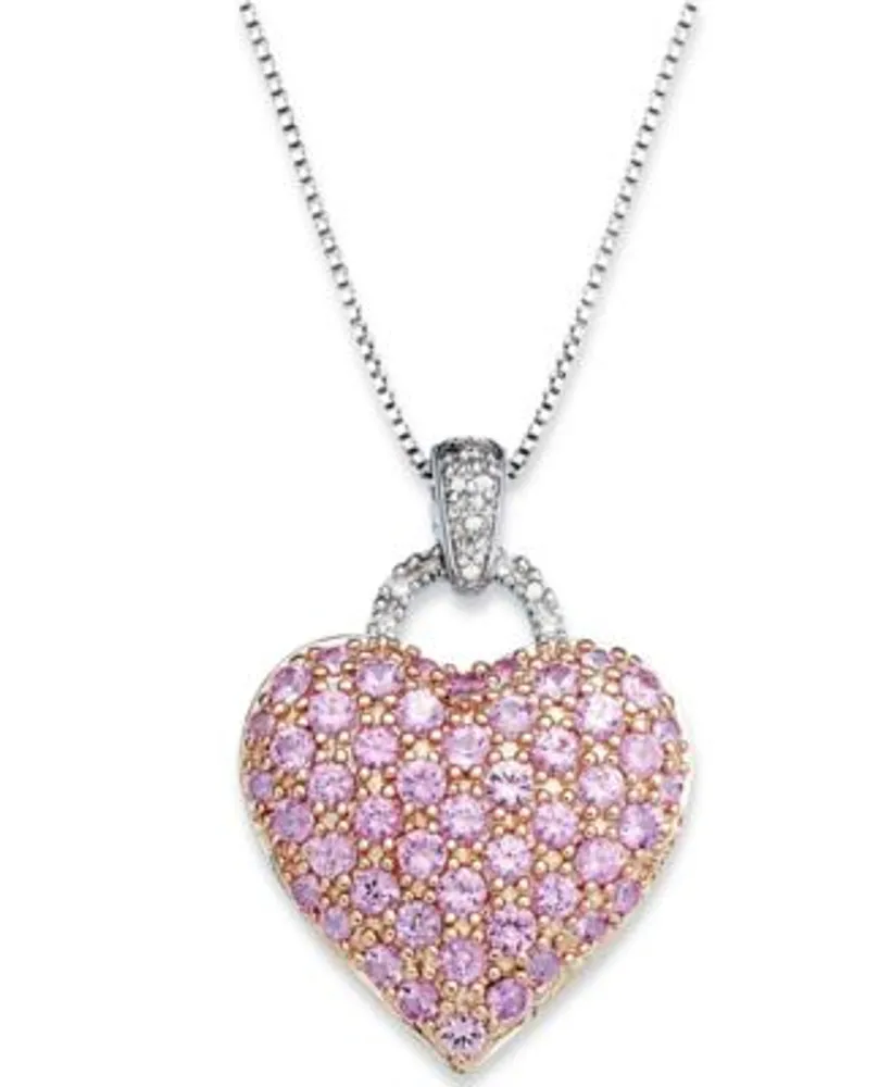 Large Pink Sapphire and Ruby Heart Pendant