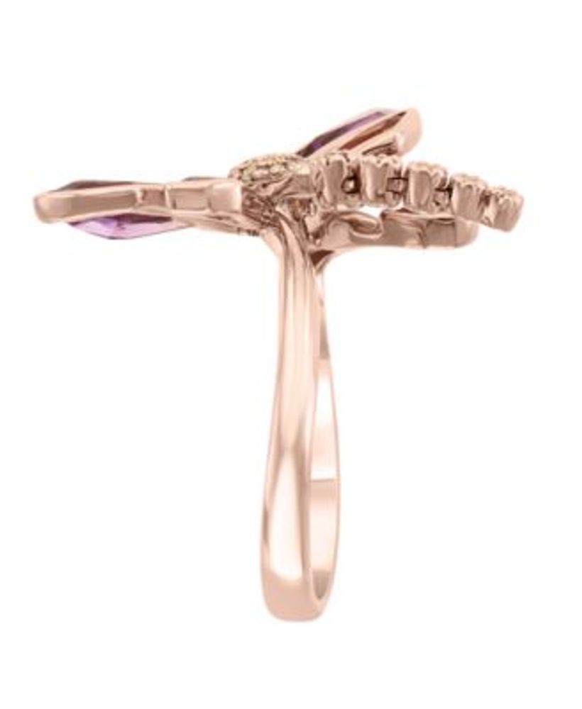 EFFY® Amethyst(1-3/8 ct. t.w.) & Pink Amethyst(1/10 ct. t.w.) & Diamond Accent Butterfly Statement Ring in 14k Rose Gold