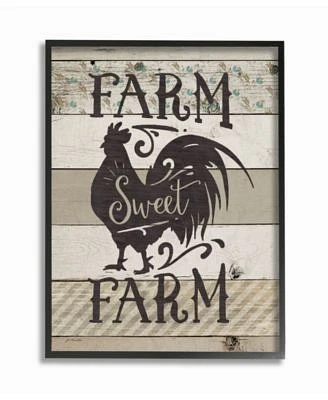 Farm Sweet Farm Rustic Rooster Framed Giclee Art