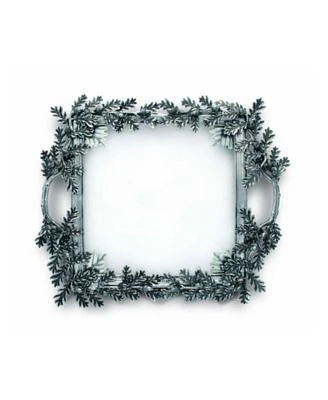 Pewter Acorn Oak and Leaf Square Glass Tray