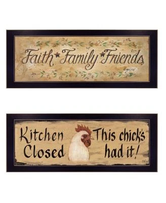 Faith Family Friends This Chick 2-Piece Vignette by Gail Eads, Black Frame, 20" x 8"