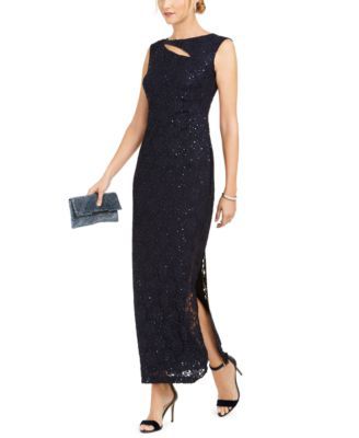 Cutout Sequined Lace Gown