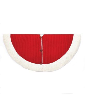 48-Inch Red and White Cable Knit Treeskirt 