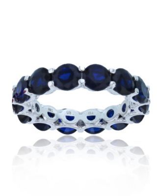 Created Blue Spinel Eternity Band Rhodium Plated Sterling Silver