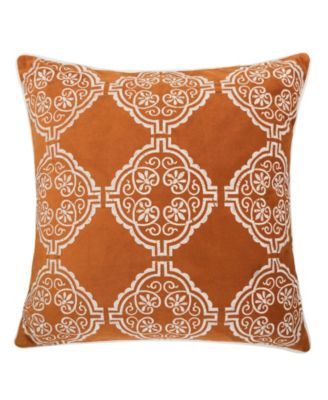 Anna Embroidery Velvet Square Decorative Throw Pillow
