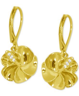 Flower Drop Earrings in Gold-Plate