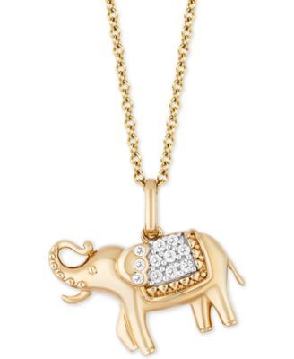 Enchanted Disney Diamond Jasmine Elephant Pendant Necklace (1/10 ct. t.w.) in 14k Gold