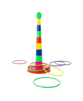 Hey Play Ring Toss Game - Colorful Adjustable Stacking Skill And Coordination Carnival Toy For Kids And Family Fun - Indoor And Outdoor Play