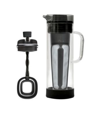 Deluxe Cold Brew Iced Coffee Maker, Durable Glass Carafe, Removable Mesh Filter, Perfect 6 Cup Size, Dishwasher Safe, 1.5 Qt, Black