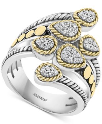 EFFY® Diamond Teardrop Cluster Statement Ring (1/6 ct. t.w.) in Sterling Silver & 18k Gold-Plate