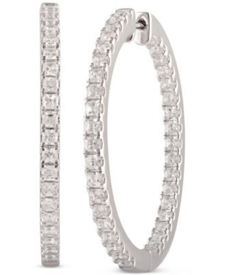 Diamond Princess In & Out Hoop Earrings (3 ct. t.w.) in 14k White Gold