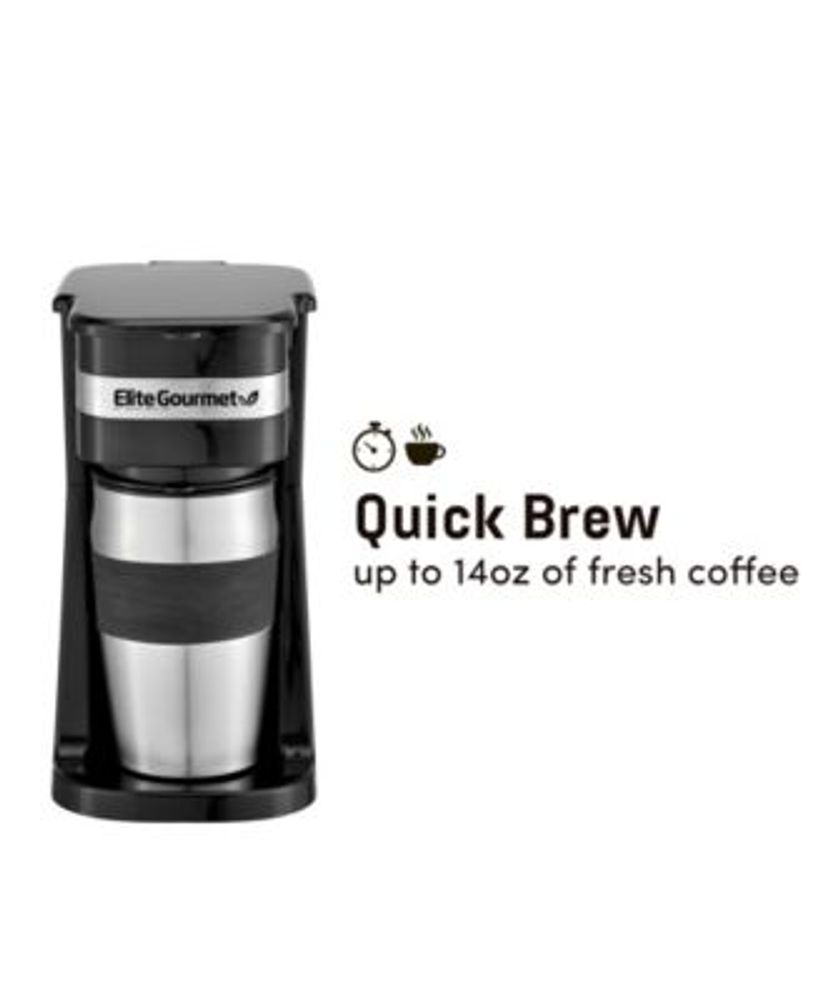 Elite Gourmet Single Serve Personal Coffee Maker with Stainless Steel Travel Mug