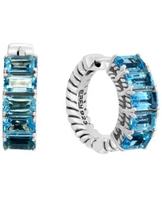 EFFY® Blue Topaz Small Hoop Earrings (3-1/3 ct. t.w.) in Sterling Silver, 0.57"