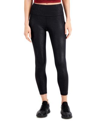 Women's Compression Croc-Embossed Side-Pocket 7/8 Length Leggings, Created for Macy's
