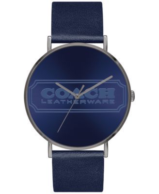 Men's Charles Navy Leather Strap Watch 41mm