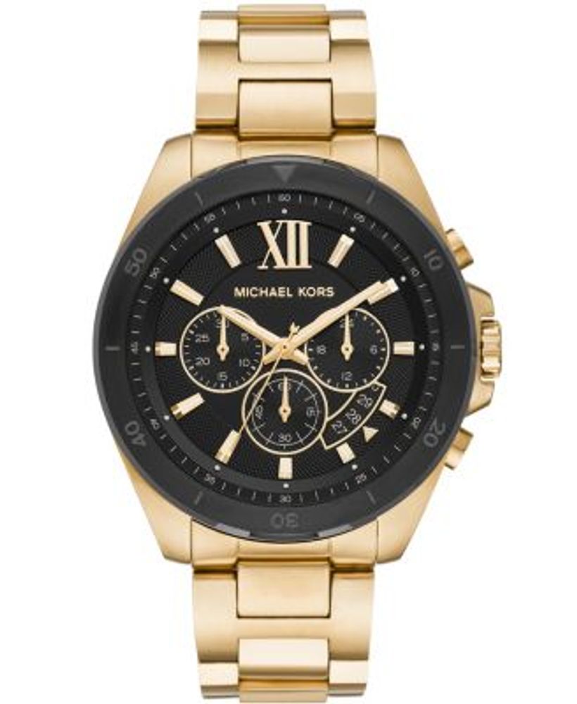 Michael Kors Men's Brecken Chronograph Gold-Tone Stainless Steel Bracelet  Watch 45mm | Hawthorn Mall