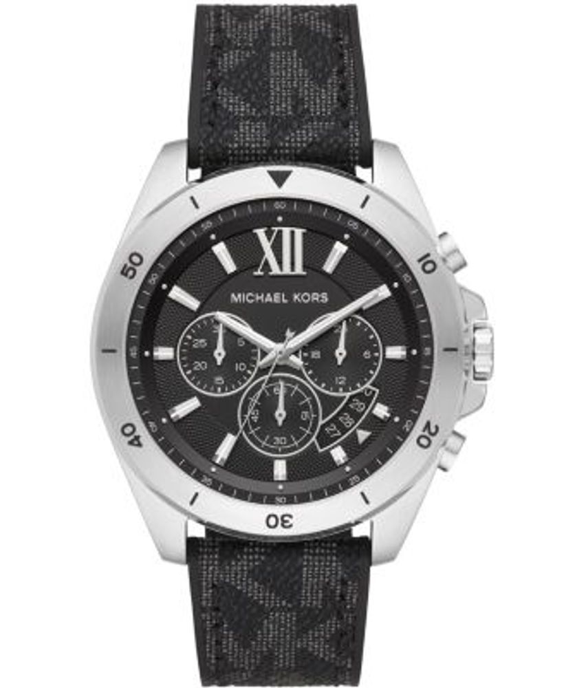 Michael Kors Men's Brecken Chronograph Black Signture Logo Strap Watch 45mm  | Hawthorn Mall