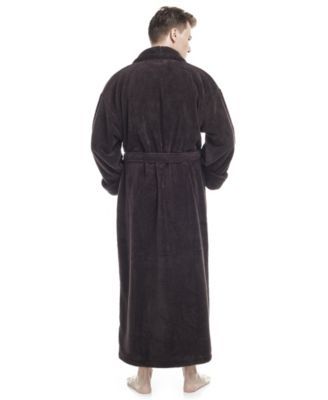 Men's Shawl Collar Full Ankle Length Fleece Bathrobe, S/M