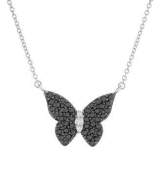 Diamond Butterfly 18" Pendant Necklace (1/2 ct. t.w.) in Sterling Silver