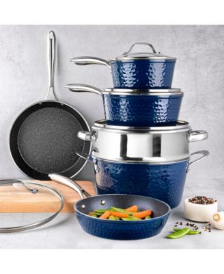 Hammered Aluminum Diamond Infused Nonstick 10-Pc. Cookware Set, Created for Macy's