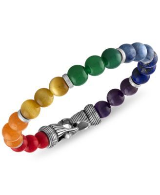 Multi-Stone Rainbow Beaded Bracelet in Sterling Silver, Created for Macy's