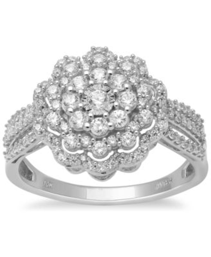 Macy's Men's Nine-Stone Diamond Ring in 10k White Gold (1/4 ct