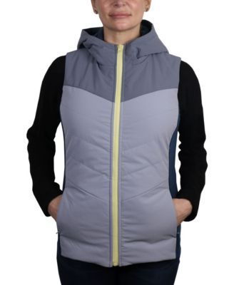 Women's Color Block Light Weight Filled Ripstop Vest with Hood