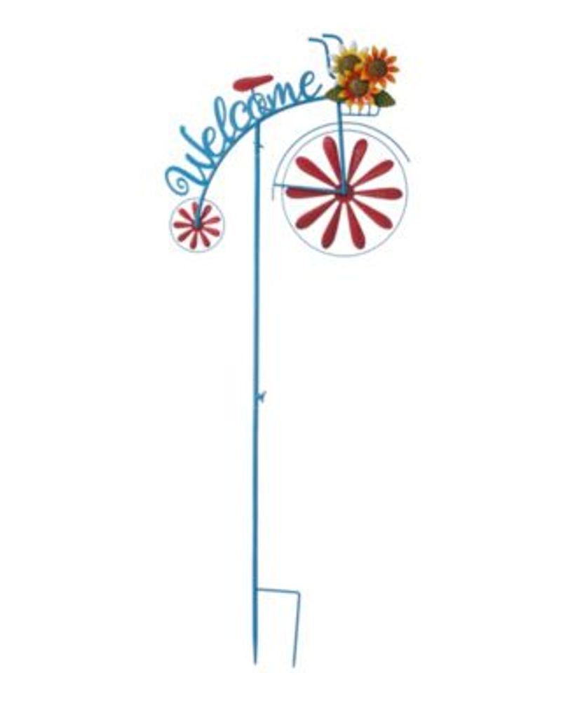 Bicycle Wind Spinner Welcome Yard Stake