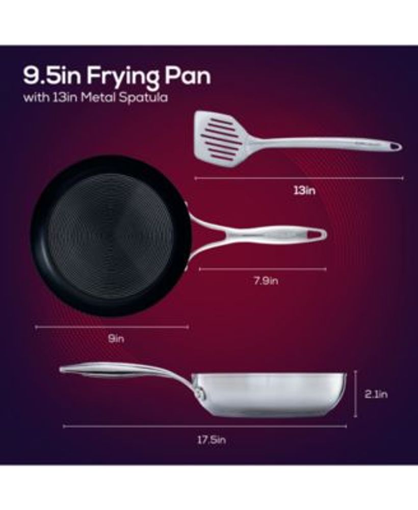 SteelShield S-Series Stainless Steel Nonstick Frying Pan with Spatula Set, 2-Piece, Silver