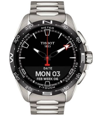 Men's Swiss T-Touch Connect Solar Titanium Bracelet Smart Watch 48mm