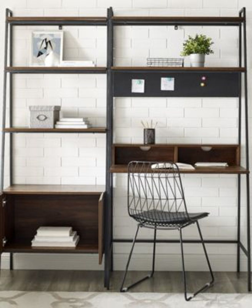 Metal Wood Ladder Desk and Storage Shelf, Set of 2