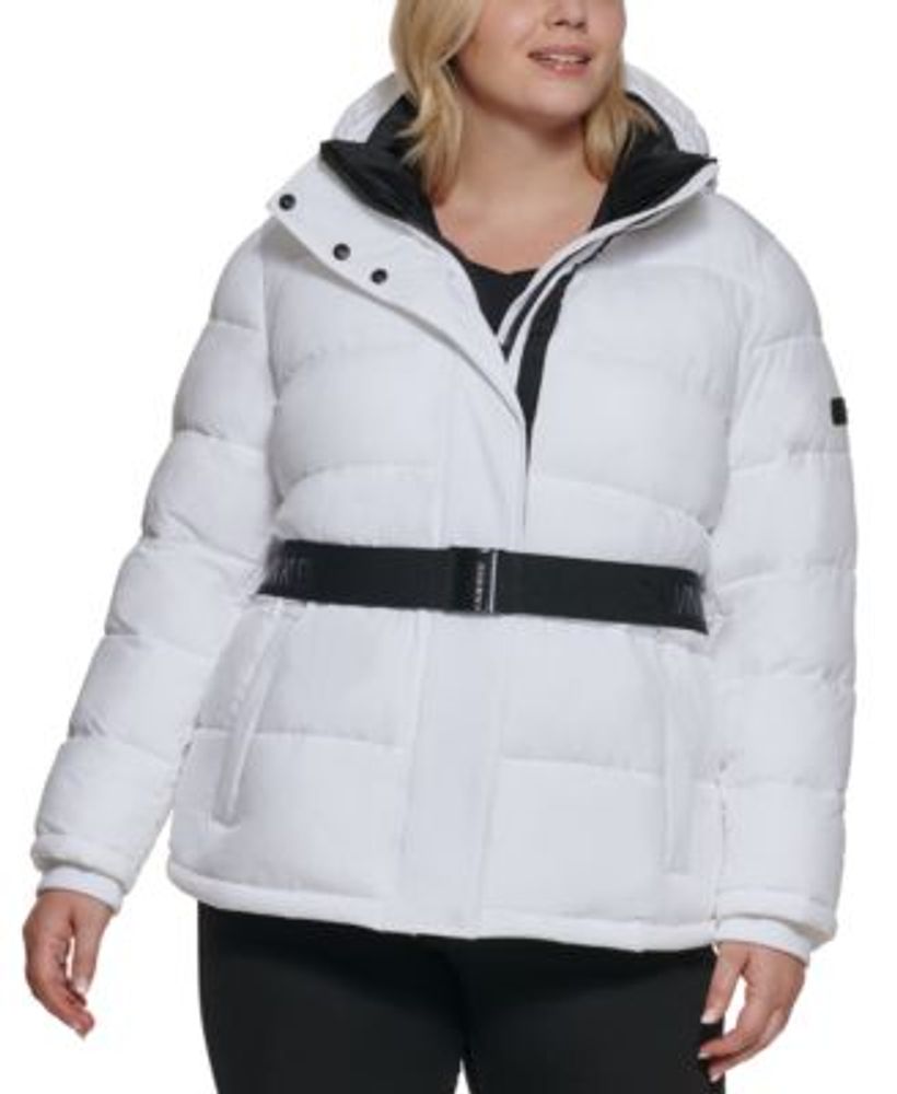 Calvin Klein Plus Size Stretch Belted Hooded Puffer Coat | Montebello Town  Center