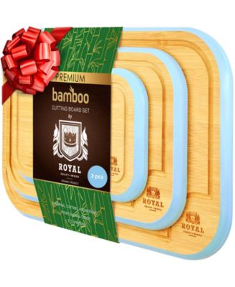 Organic Bamboo Cutting Board with Juice Groove, Set of 3 Piece