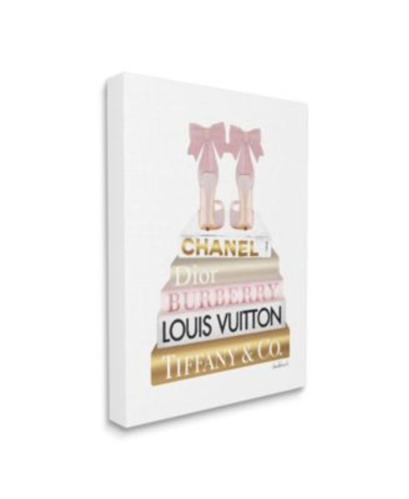 Fashion Heels Bookstack with Foil Canvas Wall Art, 12x16