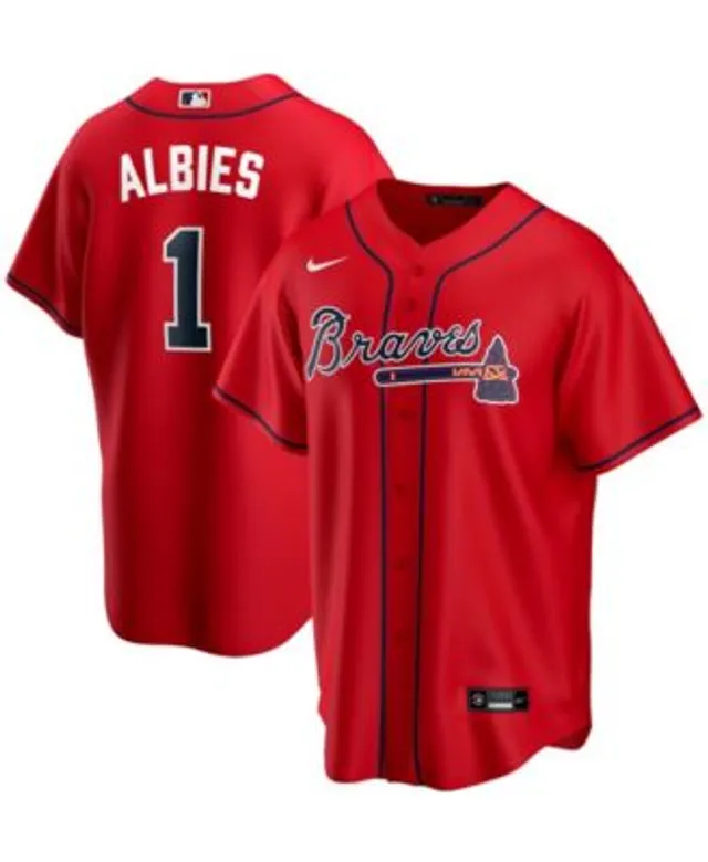 2XL) Atlanta Braves Mens Navy Ozzie Albies Alternate Player Name