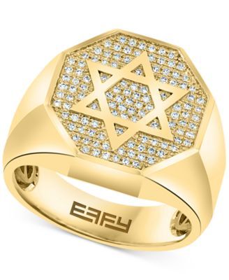 EFFY® Men's Diamond Star of David Ring (1/3 ct. t.w.) in 14k Gold