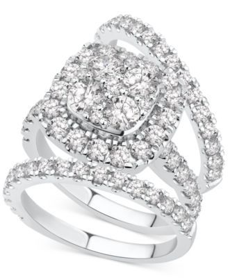 Diamond Halo Bridal Set (3 ct. t.w.) in 14k White Gold