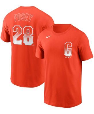 Men's San Francisco Giants Buster Posey Majestic Black Official Player Name  & Number T-Shirt