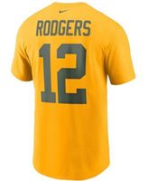 Nike Men's Aaron Rodgers White Green Bay Packers Player Name and Number T- shirt