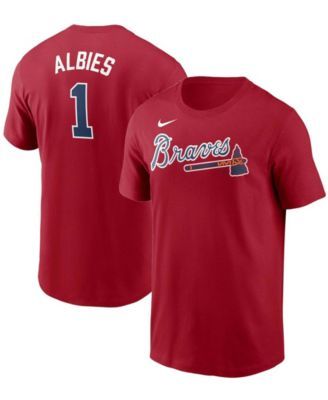 Men's Ozzie Albies Red Atlanta Braves Name Number Team T-shirt