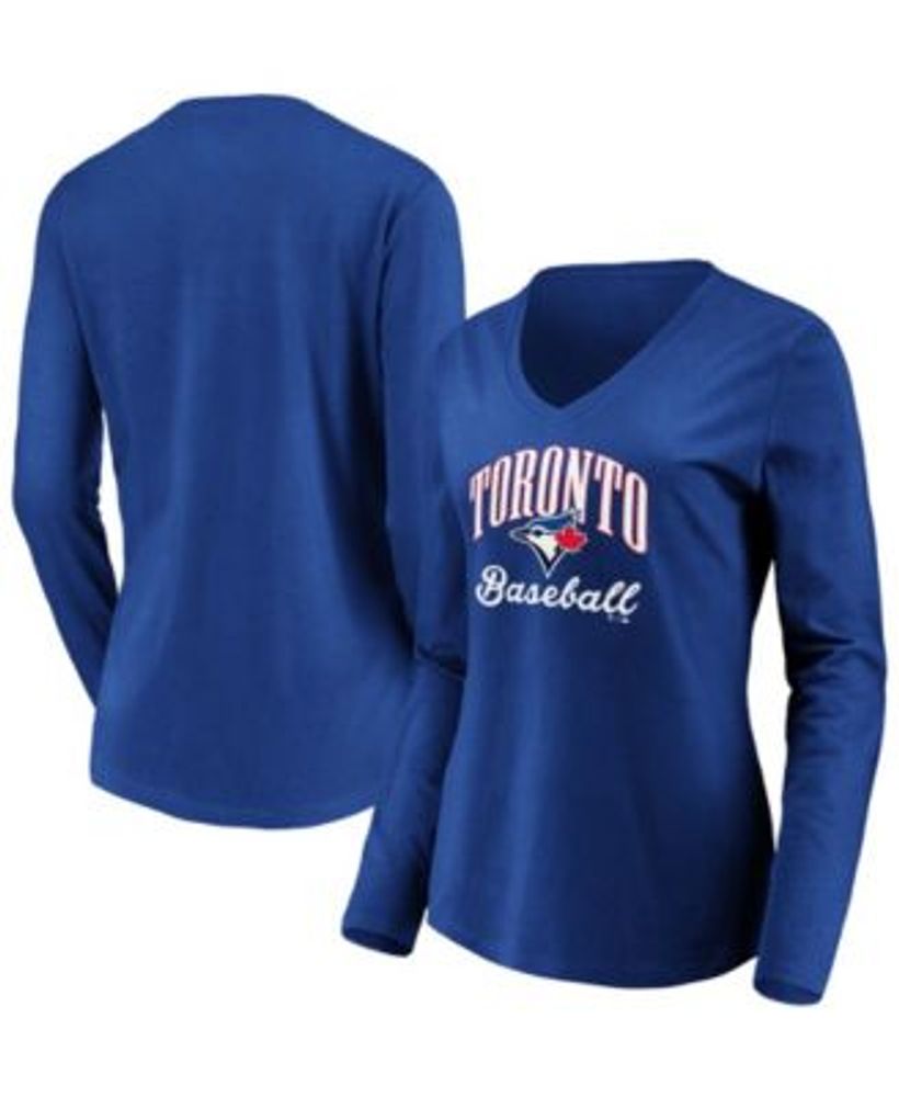 Fanatics Women's Royal Toronto Blue Jays Victory Script V-Neck Long Sleeve T -shirt