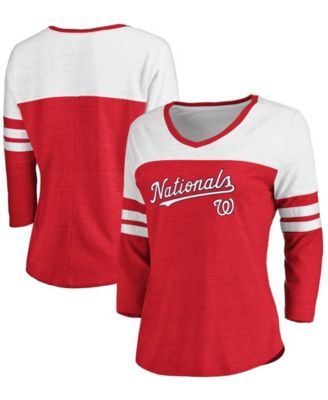 Women's Majestic Threads White/Camo Washington Nationals Raglan 3/4-Sleeve  T-Shirt