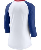 Chicago Cubs Nike Women's Color Split Tri-Blend 3/4-Sleeve Raglan T-Shirt - White/Heathered Royal